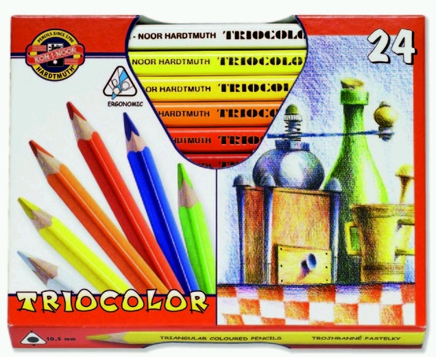 Trojhranné hrubé pastelky TRIOCOLOR, 12 farieb