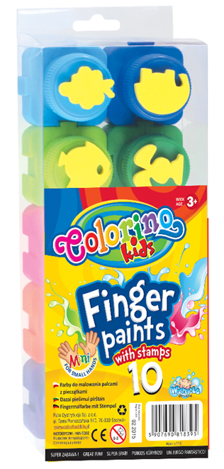 Colorino prstové farby s pečiatkami, 10 farieb