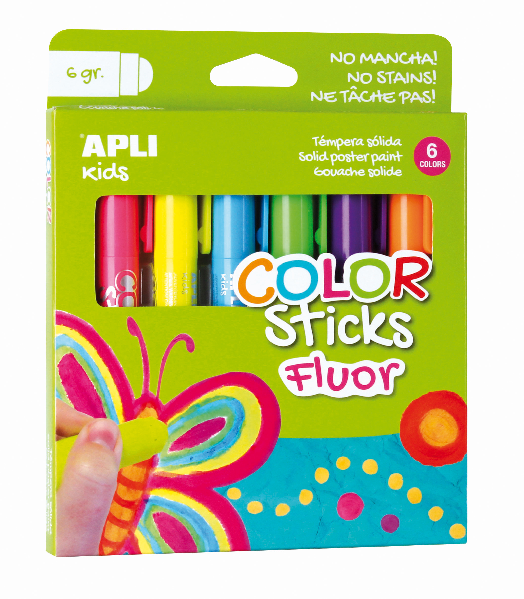 APLI temperové farby suché, 6 g, 6 neónových farieb