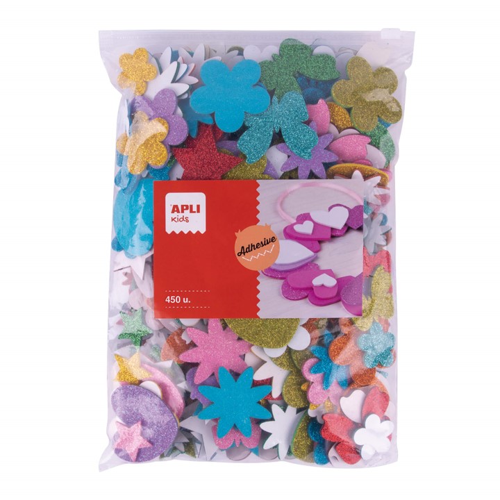 APLI penovka tvary - Jumbo pack, samolepiace, mix tvarov a farieb - 450 ks