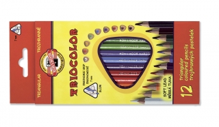 Trojhranné tenké pastelky TRIOCOLOR, 12 farieb