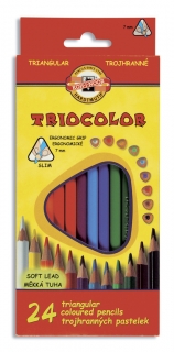 Trojhranné tenké pastelky TRIOCOLOR, 24 farieb
